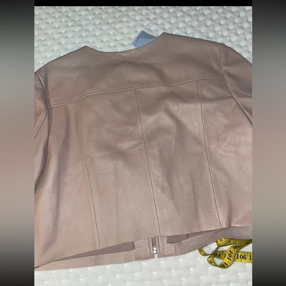 Antonio Melani Blush Tan Cropped 100% soft Leather Jacket, Size Xl NWT $317 - Picture 9 of 10